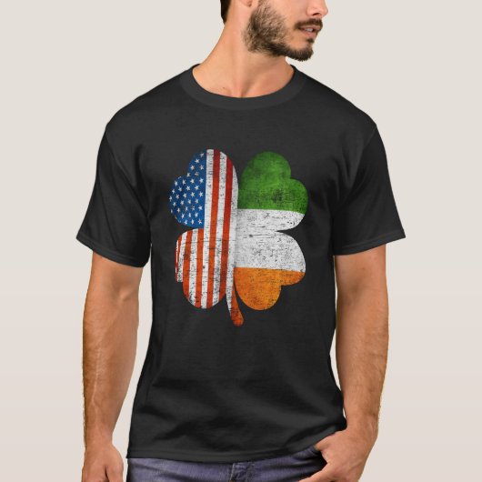 アメリカアイリッシュシャムロック米国アイルランド国旗 Tシャツ (正面)