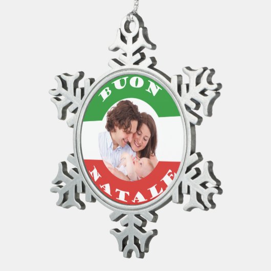 アメリカイタリアンの家族写真クリスマスオーナメント スノーフレークピューターオーナメント (右)