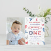 アメリカイタリアンピザの最初の誕生日パーティー写真 招待状 (スタンド正面)