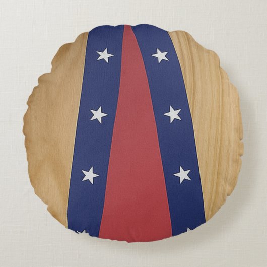 アメリカインスパイアアート | フラッグス、ジェルシー、7月4日 ラウンドクッション (正面)