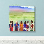 アメリカインディアンお祝いキャンバスアート キャンバスプリント (インサイチュ (ウッドフロア))