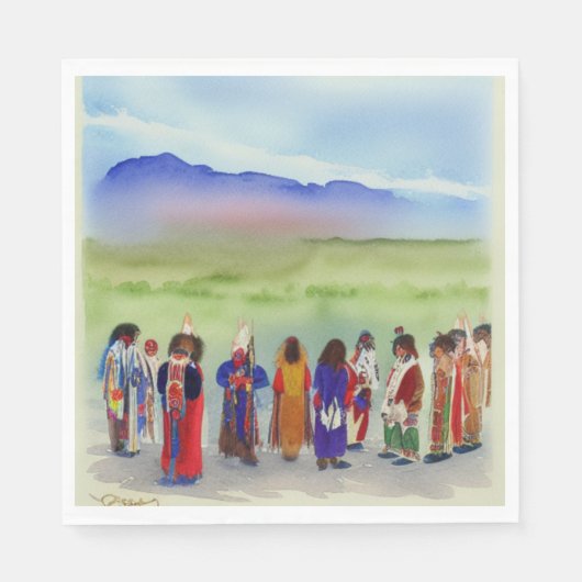 アメリカインディアンお祝い紙ナプキンス スタンダードランチョンナプキン (正面)