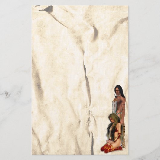 アメリカインディアンのカップル文房具 便箋 (正面)