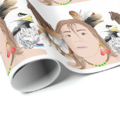 アメリカインディアンのギフトラップ、動物のオオカミ ラッピングペーパー (ロールコーナー)