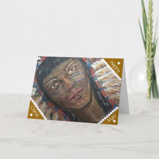 アメリカインディアンのクリスマスカード シーズンカード (正面)