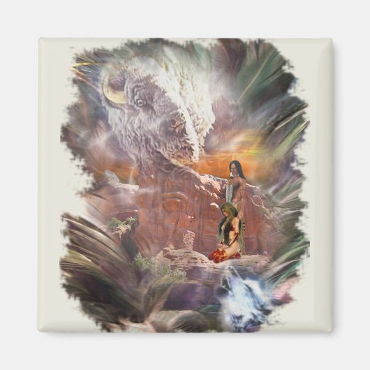 アメリカインディアンの結婚初夜のヴィグネット マグネット (正面)