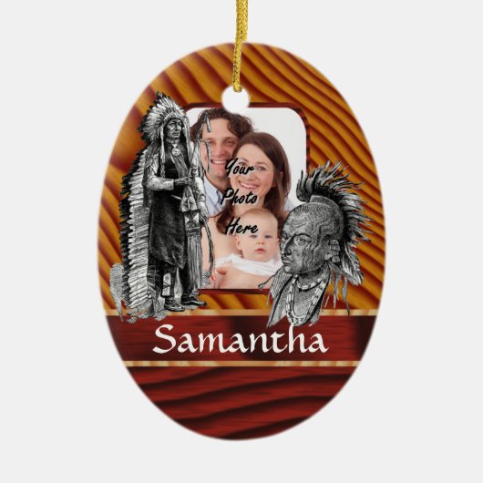 アメリカインディアンの責任者 セラミックオーナメント (正面)