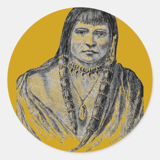 アメリカインディアンステッカー ラウンドシール (正面)