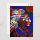 アメリカインディアンチーフグラフィックポートレート ポストカード (正面/裏面)