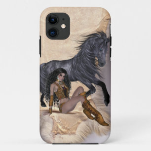 アメリカインディアンプリンセスとブラックホース iPhone 11 ケース