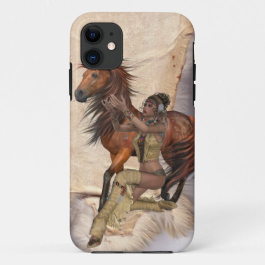 アメリカインディアンプリンセスと馬 Case-Mate iPhoneケース (裏面)