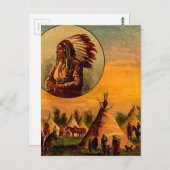 アメリカインディアンヴィンテージ魔法ランタンスライド ポストカード (正面/裏面)