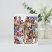 アメリカインディアン与えの英語イラストレーション ポストカード (スタンド正面)