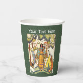 アメリカインディアン刺繍のテクスチャフォレストグリーン 紙コップ (裏面)