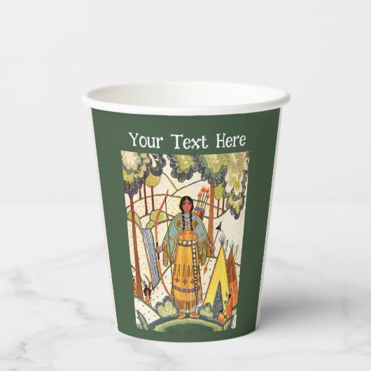 アメリカインディアン刺繍のテクスチャフォレストグリーン 紙コップ (裏面)