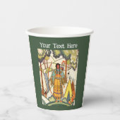 アメリカインディアン刺繍のテクスチャフォレストグリーン 紙コップ (正面)