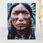 アメリカインディアン戦士誕生日ビッグカード カード (黄色い花)