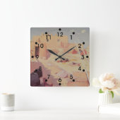 アメリカインディアン スクエア壁時計 (ホーム)