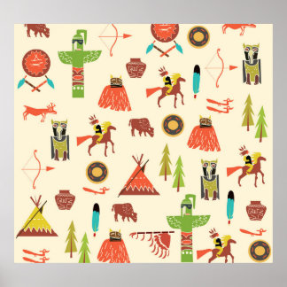 アメリカインディアン：文化背景。 ポスター