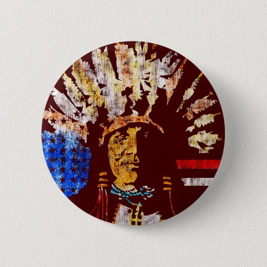 アメリカインディアン 缶バッジ (正面)
