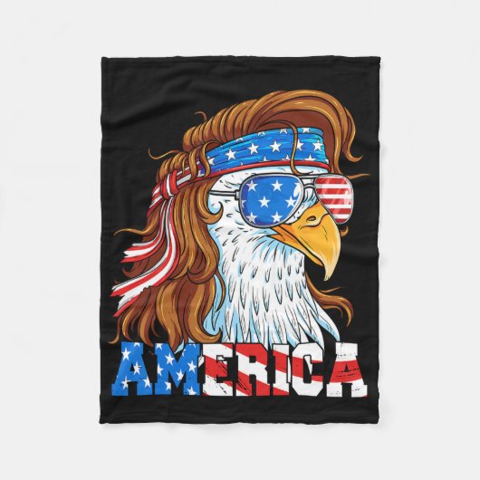 アメリカイーグル7月4日マレー米国国旗 フリースブランケット (正面)