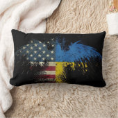 アメリカウクライナイーグルフラッグズピロー ランバークッション (ブランケット)