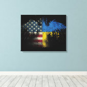 アメリカウクライナイーグル国旗のキャンバス印刷 キャンバスプリント (インサイチュ (ウッドフロア))