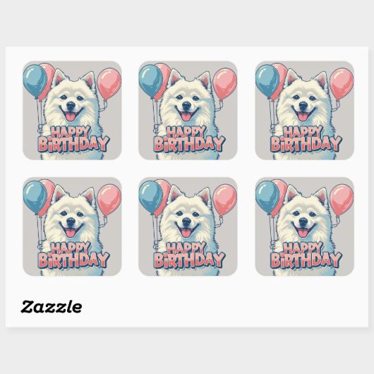 アメリカエスキモーカラフルドッグ スクエアシール (シート)