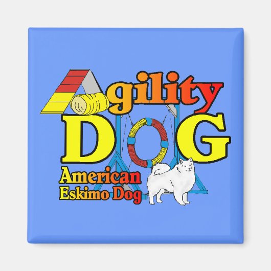 アメリカエスキモー犬の敏捷性ギフト マグネット (正面)