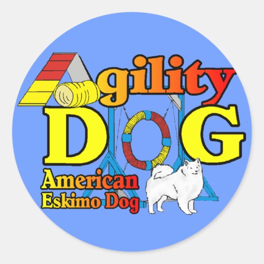 アメリカエスキモー犬の敏捷性ギフト ラウンドシール (正面)