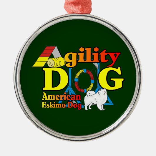 アメリカエスキモー犬の敏捷性 メタルオーナメント (正面)