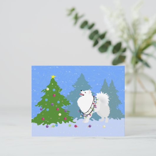 アメリカエスキモー飾ドッグのクリスマスツリー シーズンポストカード (スタンド正面)