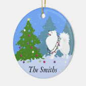 アメリカエスキモー飾ドッグのクリスマスツリー セラミックオーナメント (左)