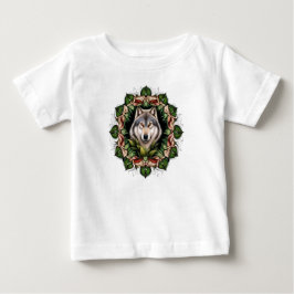 アメリカオオカミがレディーススリッパーに囲まれたもの ベビーTシャツ