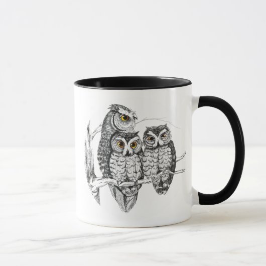 アメリカオオコノハズク家族のマグ マグカップ (右)