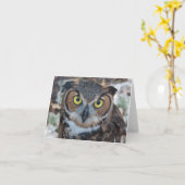 アメリカオオコノハズク カード (黄色い花)