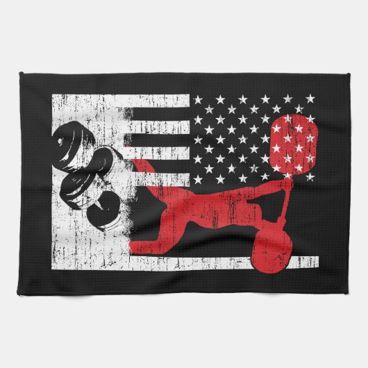 アメリカオリンピック重量挙げ キッチンタオル (横)