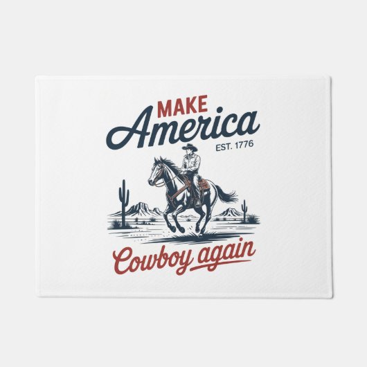アメリカカウボーイを再び馬にする ドアマット (正面)