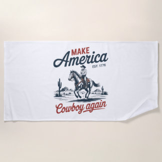 アメリカカウボーイを再び馬にする ビーチタオル