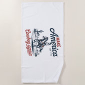 アメリカカウボーイを再び馬にする ビーチタオル (正面)