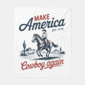 アメリカカウボーイを再び馬にする フリースブランケット (正面)