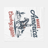 アメリカカウボーイを再び馬にする フリースブランケット (正面(横))