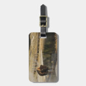 アメリカカスタムのバイソンイエローストーン野生生物写真 ラゲッジタグ (正面縦)