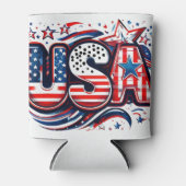 アメリカカスタムプリント-レトロアメリカンフラッグビール 缶クーラー (正面)