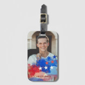 アメリカカスタム国旗の写真と名前 ラゲッジタグ (正面縦)
