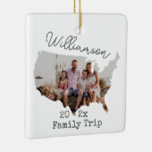 アメリカカスタム地図アウトライン休暇家族の写真 セラミックオーナメント (右)