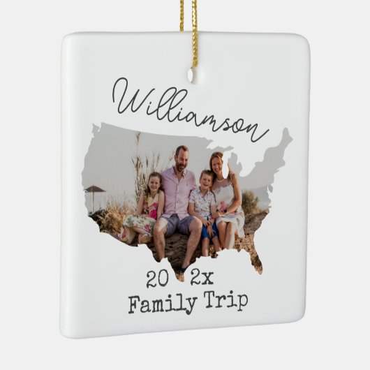 アメリカカスタム地図アウトライン休暇家族の写真 セラミックオーナメント (右)