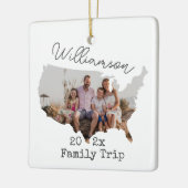 アメリカカスタム地図アウトライン休暇家族の写真 セラミックオーナメント (左)