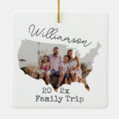 アメリカカスタム地図アウトライン休暇家族の写真 セラミックオーナメント (裏面)