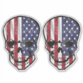 アメリカカッコいい国旗のスカル シール (正面)